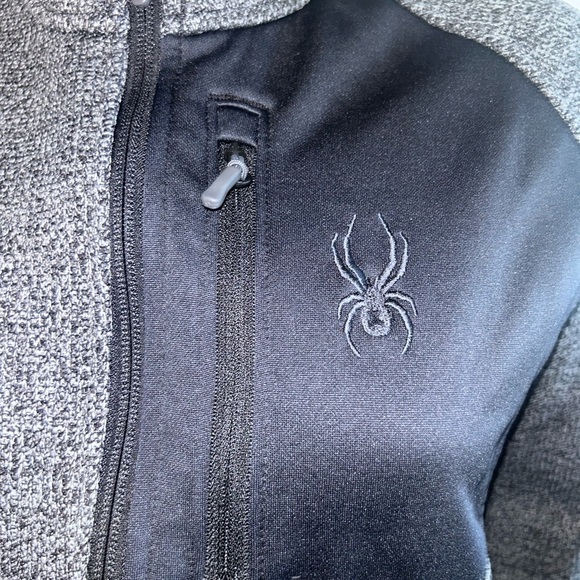 Spyder Grey Black Half Zip Long Sleeve Fleece Lined Pullover Mens Size Medium - Picture 7 of 11